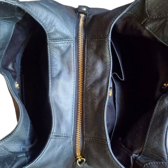 Coach Campbell Black Leather Shoulder Bag w/ Dust Bag – Triple Compartment – Gol - Picture 9 of 13